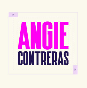 Angie Contreras logo with clear space guidelines on a light background.