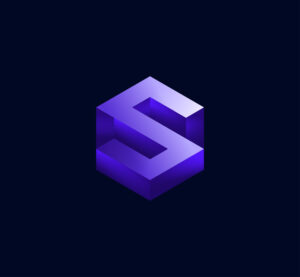 Geometric symbol of Blockchain Squad on a dark background.