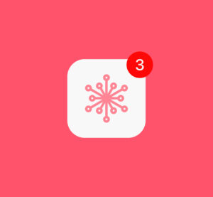 ClientCare mobile app icon with dandelion-inspired symbol and three notifications.