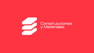 construction company brand identity CM Armendariz symbol with tagline on a red background.