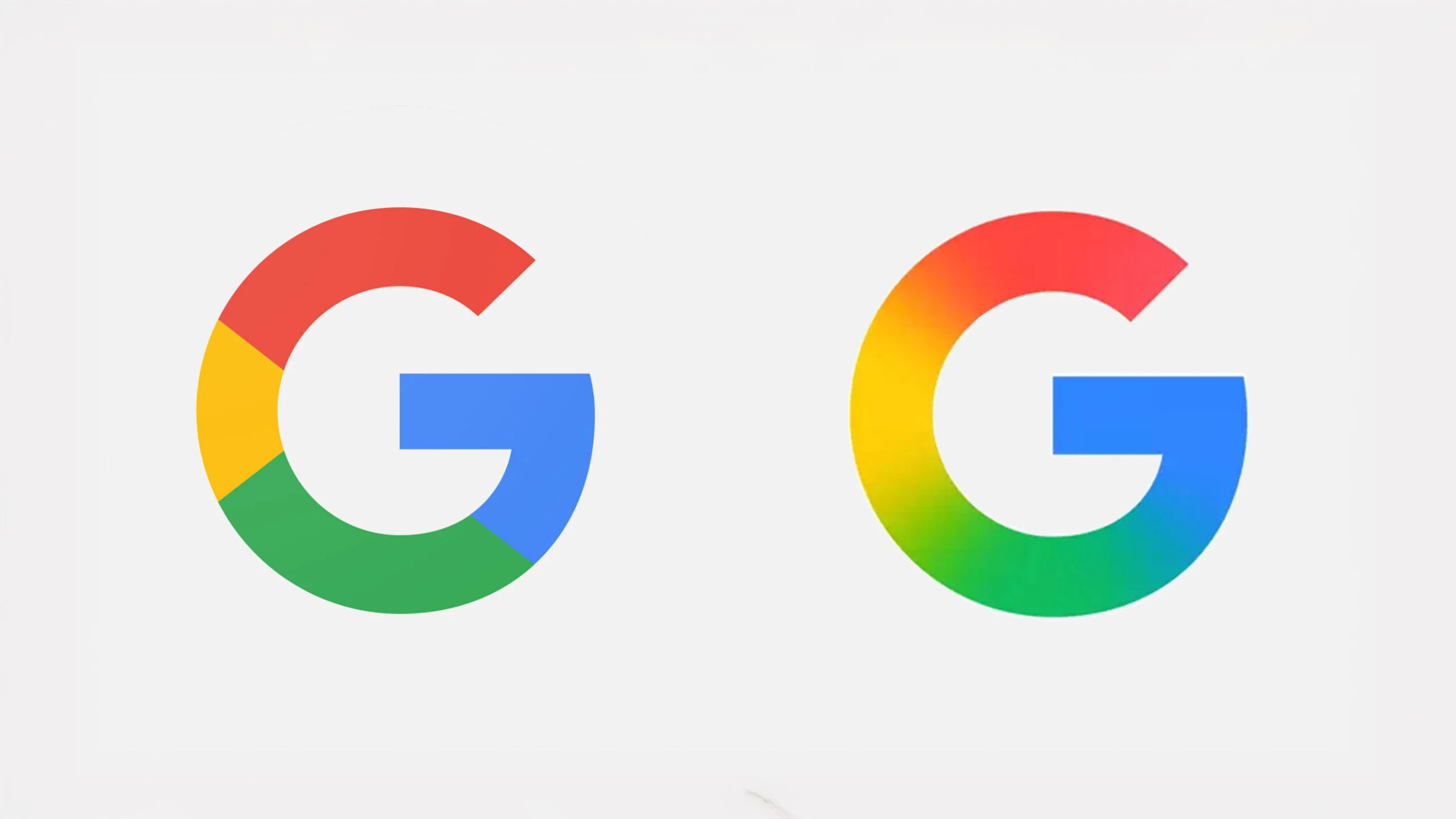 Side-by-side comparison of old and new Google logos as an example from a rebrand checklist