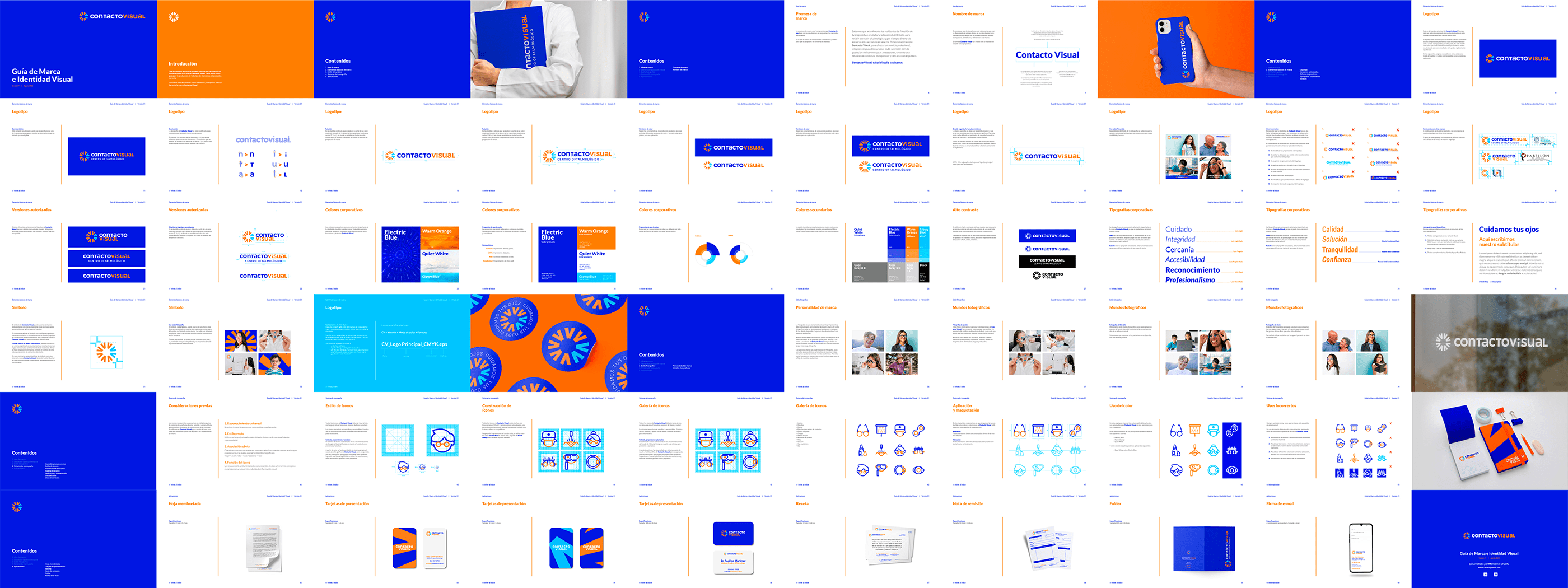 What is a brand book – real example by adamanto with logo, colors, typography, and tone of voice for Contacto Visual