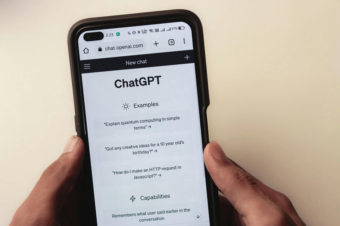 Smartphone displaying ChatGPT interface—visual context for how to use AI for branding to clarify ideas and messaging.