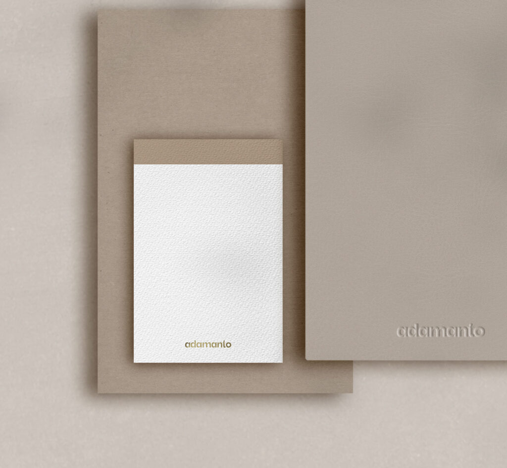 Minimal stationery designed for the visual identity of adamanto.